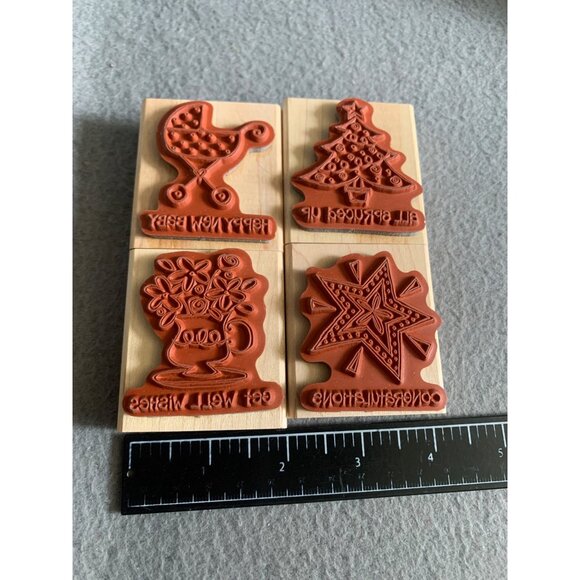 Stampin Up Rubber Stamp Set for Cards & Crafts - Happy New Baby All Spruced Up - Picture 3 of 4